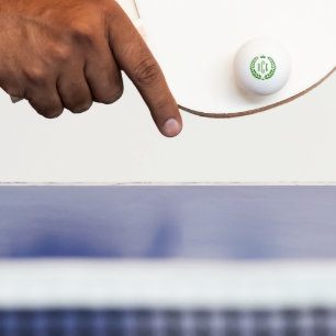 Balle De Ping Pong Couronne de laurier vert personnalisée avec monogr