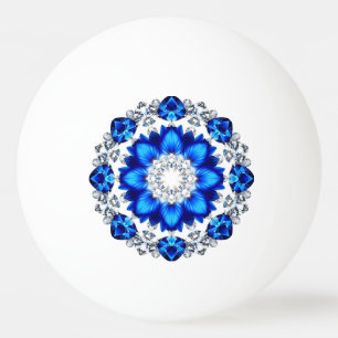 Balle De Ping Pong Couronne élégante ornée de fleurs bleues