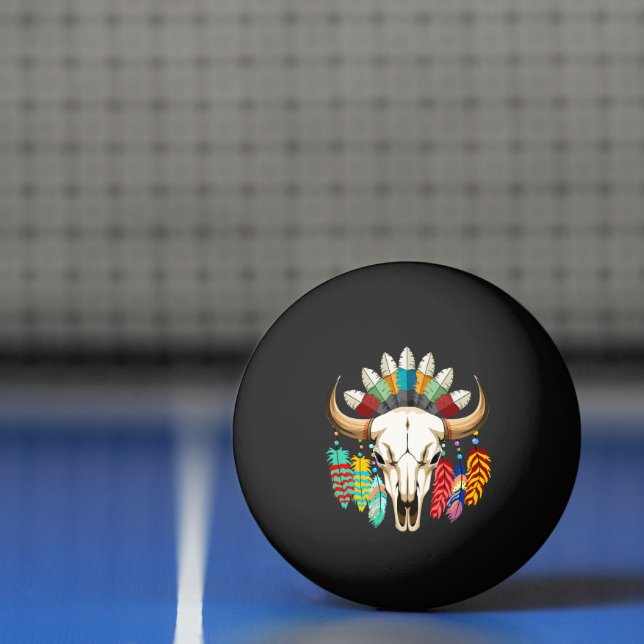 Balle De Ping Pong Crâne de buffle emblème amérindien (Filet)