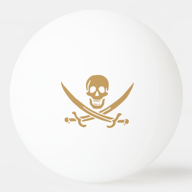 Balle De Ping Pong Crâne et Cutlass d'or aztèque Pirate Calico Jack (Devant)