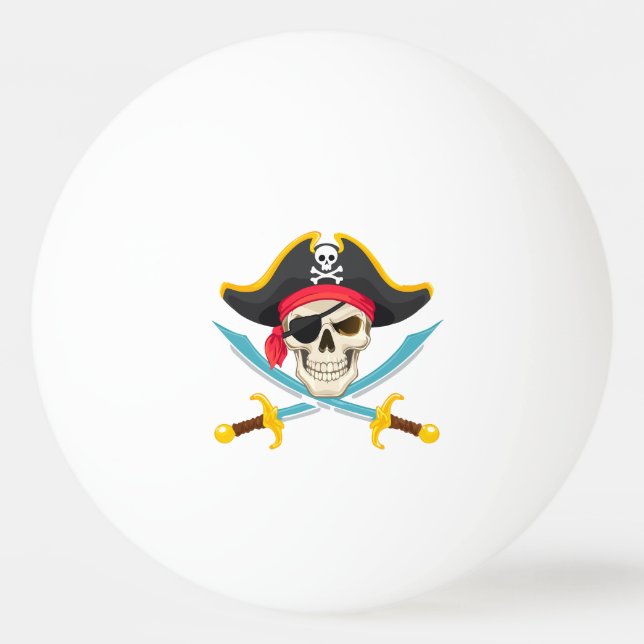 Balle De Ping Pong Crâne et sabres (Devant)