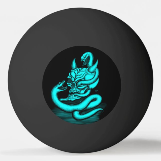 Balle De Ping Pong Crâne - Tête diabolique avec serpent (Dos)