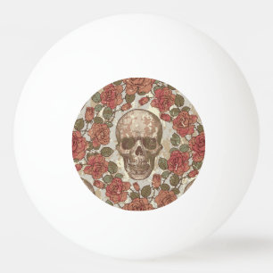 Balle De Ping Pong Crânes rétro et ornement Rose