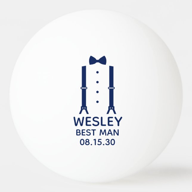Balle De Ping Pong Cravate Best Man Blue Bow (Devant)