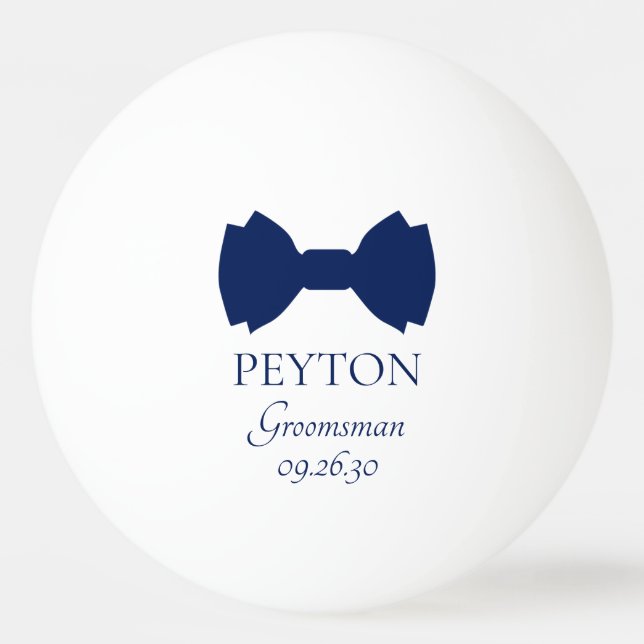 Balle De Ping Pong Cravate Groomsman Blue Bow (Devant)