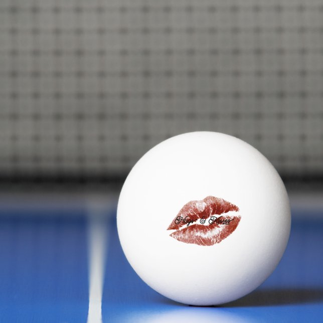 Balle De Ping Pong Crème Rouge Lèvres Baisers Flirt  (Filet)