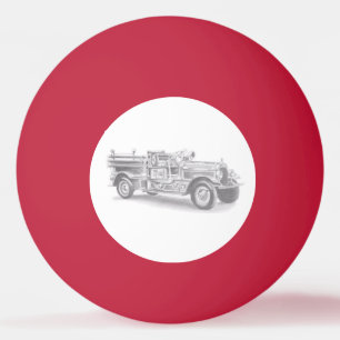 Balle De Ping Pong croquis au crayon de camion de pompiers vintage de