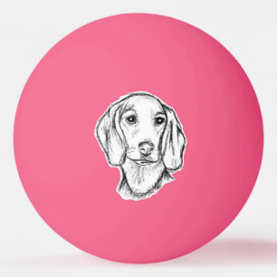 Balle De Ping Pong croquis de teckel dessiné à la main en noir et bla