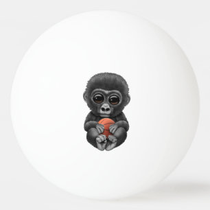 Balle De Ping Pong Cute Baby Gorilla Jouant Avec Le Basket-Ball