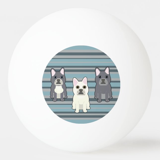 Balle De Ping Pong Cute French Bulldog Blue Striped (Devant)