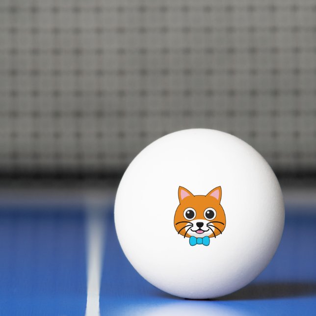 Balle De Ping Pong Cute Happy Ginger Cat avec Papillon (Filet)