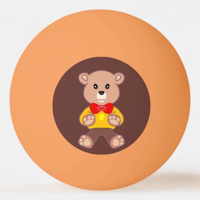 Balle De Ping Pong Cute rouge Bowtie Beige Teddy Ours Brown (Devant)
