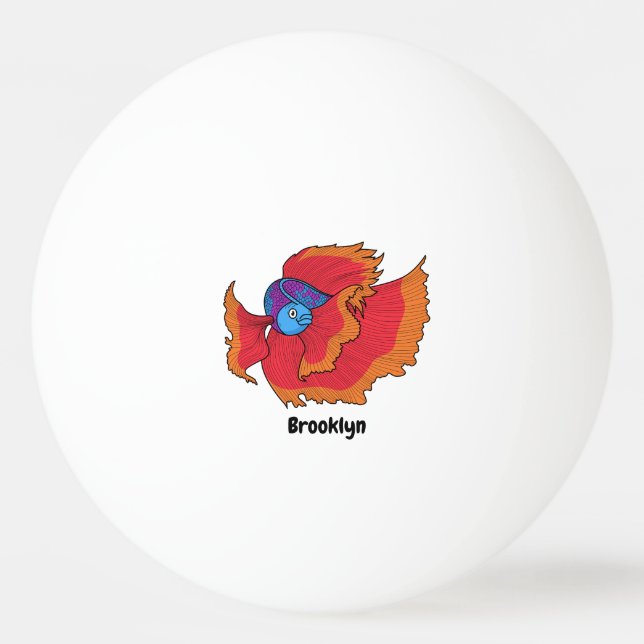 Balle De Ping Pong Cute Siamese combat poisson betta dessin (Devant)