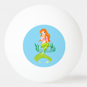 Balle De Ping Pong Cute Sirène Redhead Thunder_Cove