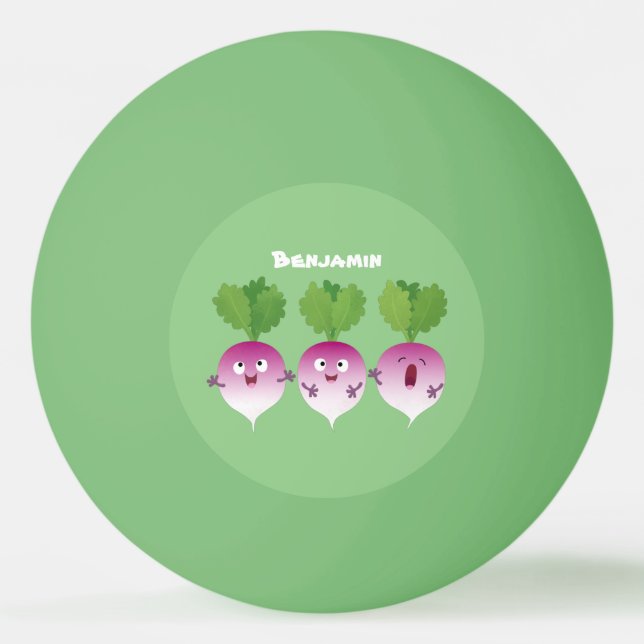 Balle De Ping Pong Cute turnip légumes trio chanter dessin animé (Devant)
