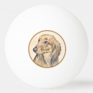 Balle De Ping Pong Dachshund (Longhaerien) Peinture - Art Chien origi