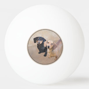 Balle De Ping Pong Dachshund (Smooth) Peinture - Art Chien original