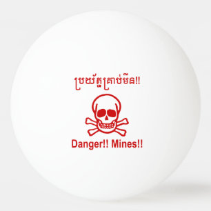 Balle De Ping Pong Danger ! ! Les mines ! ! SYMBOLE ☠ Cambodgien Khme
