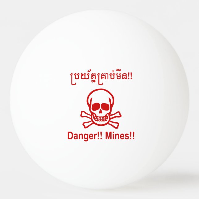 Balle De Ping Pong Danger ! ! Les mines ! ! SYMBOLE ☠ Cambodgien Khme (Devant)