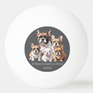 Balle De Ping Pong de beaux bouledogues français, un groupe se réunit
