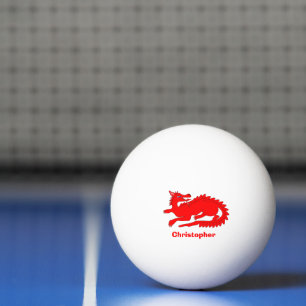 Balle De Ping Pong Design Dragon Rouge
