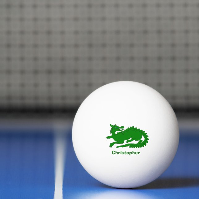 Balle De Ping Pong Design Dragon Vert (Filet)