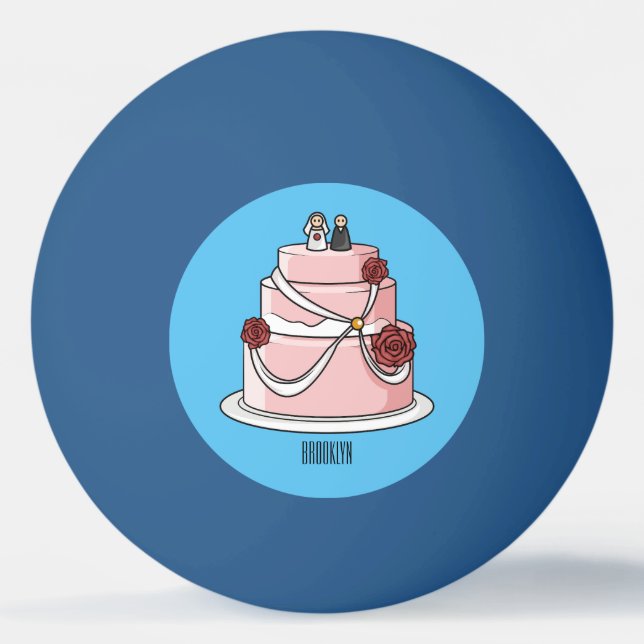 Balle De Ping Pong dessin animé de gâteau mariage (Devant)