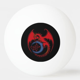 Balle De Ping Pong Dessin de dragon celtique noir rouge et de lune