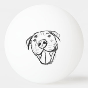 Balle De Ping Pong dessin pitbull simple amoureux des chiens noir bla