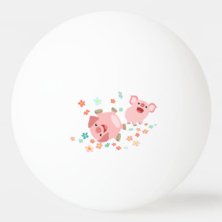 Balle De Ping Pong Deux cochons de dessin animé mignons dans une ball