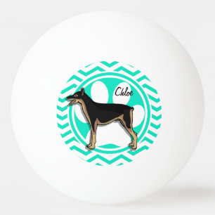 Balle De Ping Pong Doberman; Aqua Green Chevron