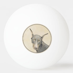 Balle De Ping Pong Doberman Pinscher Peinture - Art Chien original