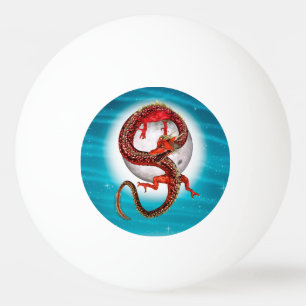 Balle De Ping Pong Dragon Lune Rouge Fantastique Artistique