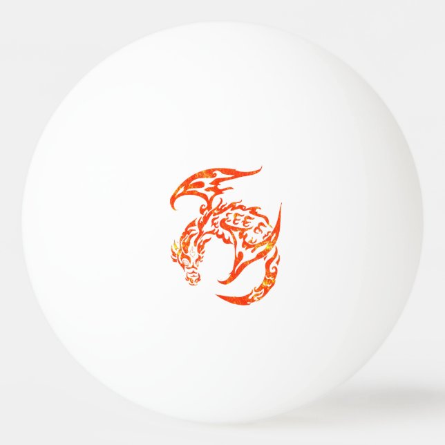 Balle De Ping Pong Dragon tribal de style d'impression typographique (Devant)