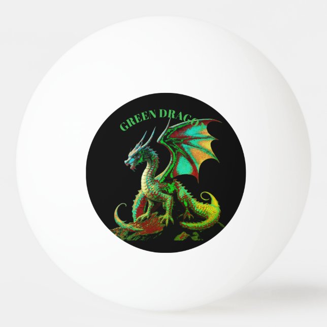 BALLE DE PING PONG DRAGON VERT  (Devant)