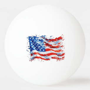 Balle De Ping Pong Drapeau américain USA Aquarelle 4 juillet