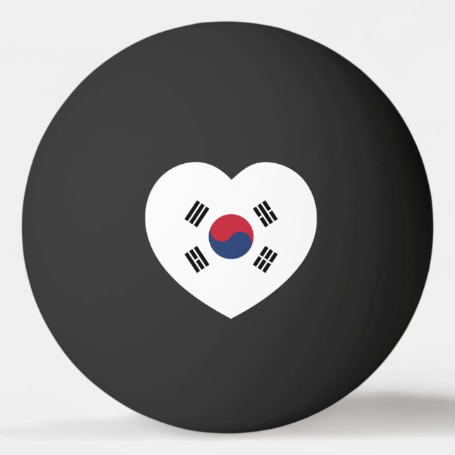 Balle De Ping Pong Drapeau de la Corée du Sud Cœur (Devant)