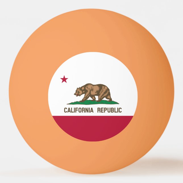 Balle De Ping Pong Drapeau de l'Ours de la République de Californie : (Devant)