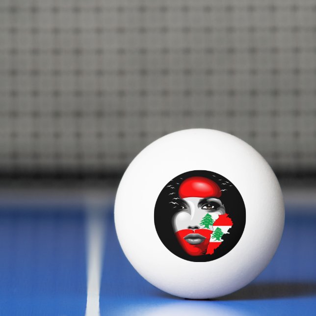 Balle De Ping Pong Drapeau et carte du Liban sur le visage de la fill (Filet)