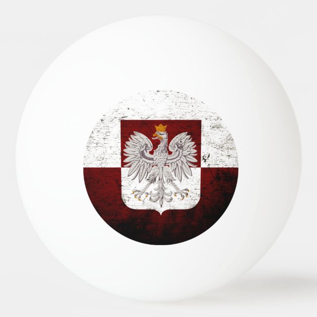 Balle De Ping Pong Drapeau grunge noir de la Pologne (Devant)