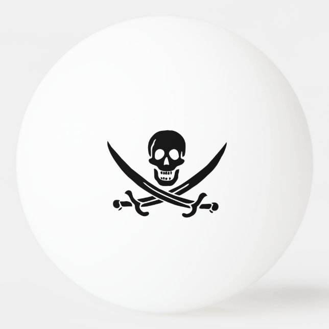 Balle De Ping Pong Drapeau pirate crâne épées croisées (Devant)