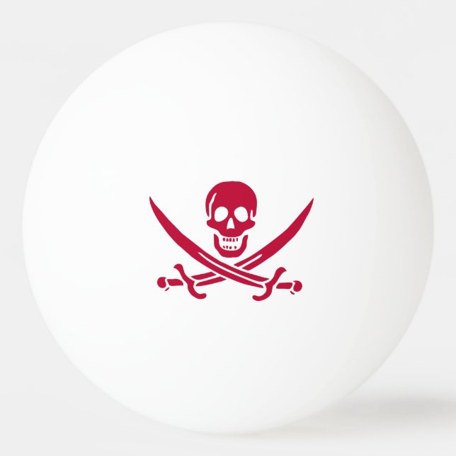 Balle De Ping Pong Drapeau pirate de Calico Jack Crâne et épées écarl (Devant)