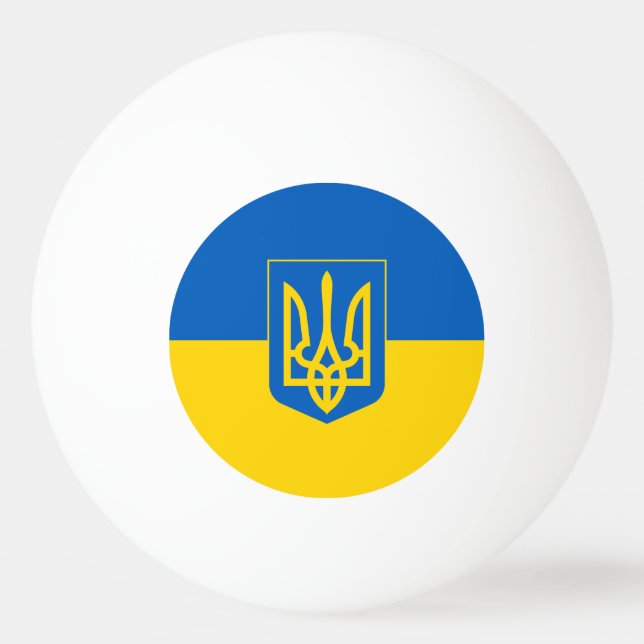 Balle De Ping Pong Drapeau ukrainien avec armoiries (Devant)