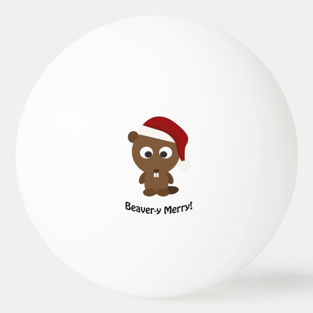 Balle De Ping Pong Drôle Beaver-y Joyeux ! Père Noël Beaver (Devant)