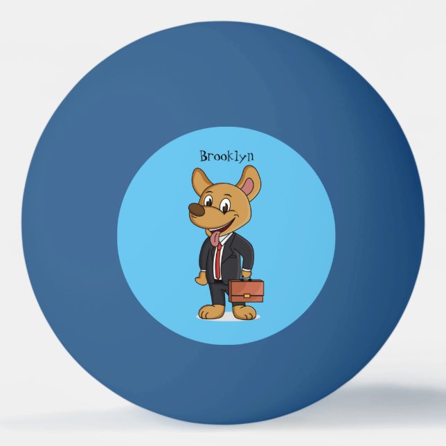Balle De Ping Pong Drôle chien en costume d'entreprise dessin animé (Devant)