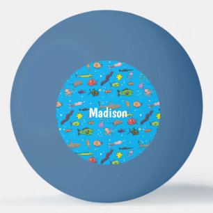 Balle De Ping Pong Drôle des créatures marines dessin motif