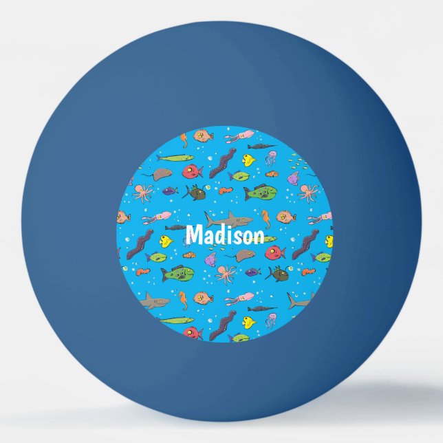 Balle De Ping Pong Drôle des créatures marines dessin motif (Devant)