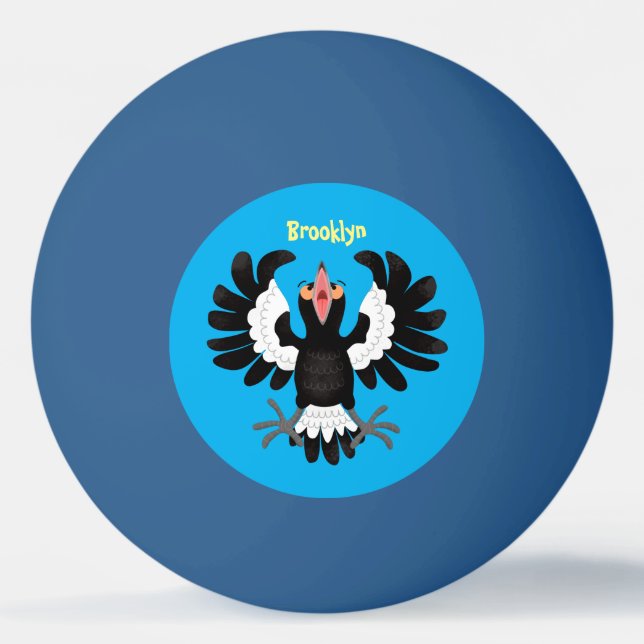 Balle De Ping Pong Drôle dessin animé de Magpie australienne (Devant)