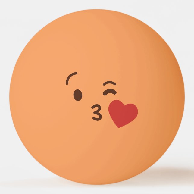 Balle De Ping Pong Drôle. Emoji. Émoticône. Je T'Aime ! (Dos)