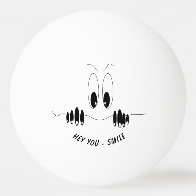 Balle De Ping Pong Drôle Eyes Ping Pong Ball Smile - Texte Personnali (Devant)